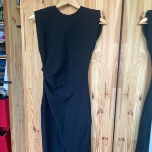 🖤 Zara black stretchy midi dress with ruched waist (XS)